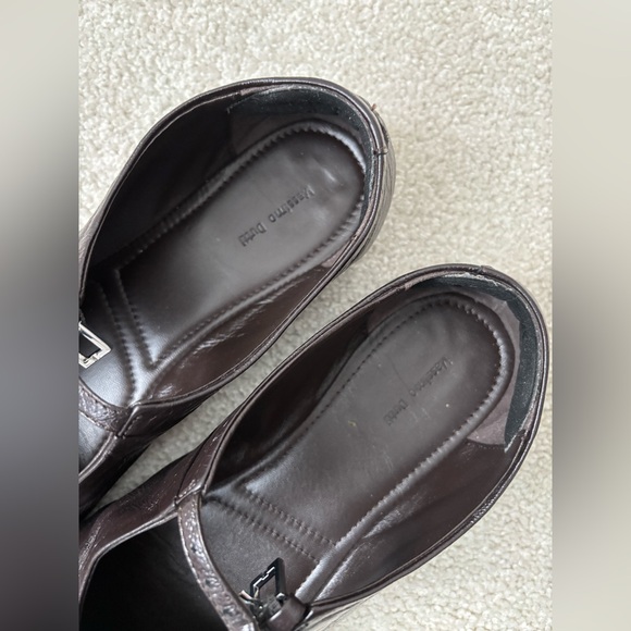 Massimo Dutti Dark Brown Leather Mary Jane Flats Square Toe Minimalist Shoe - Picture 7 of 11